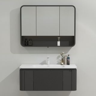 Зеркальный шкаф с подсветкой Black&White Universe 930MC1000 100 см серый